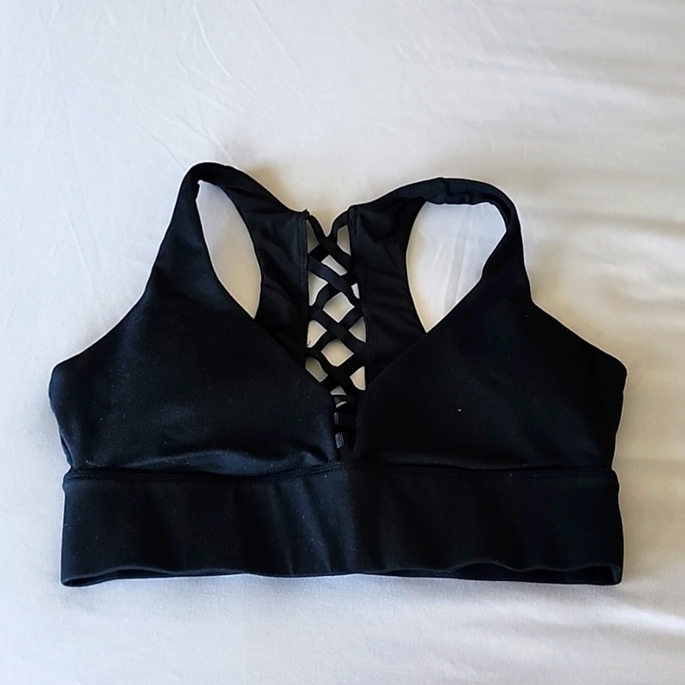 Fabletics black criss cross sports bra